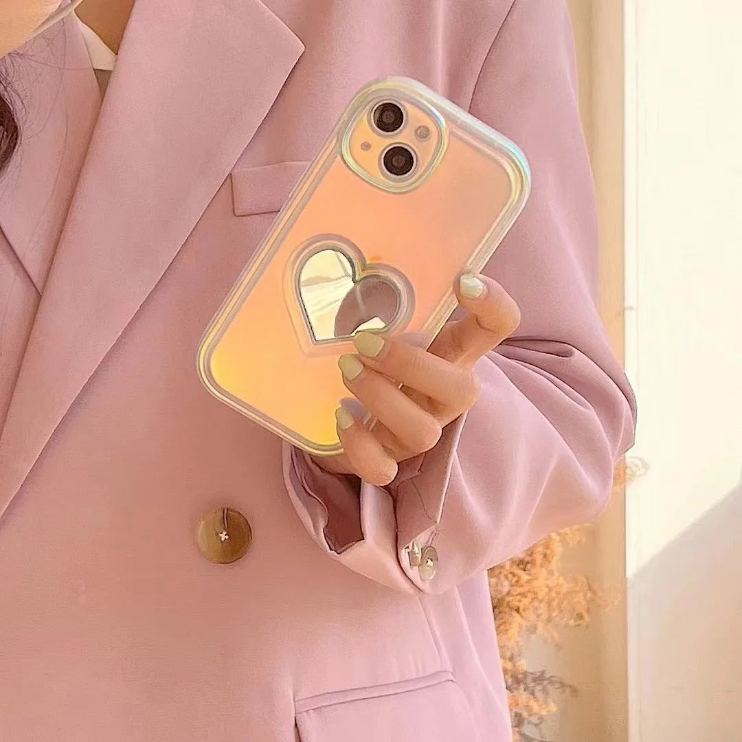 White Laser Love mobile phone case with anti-falling protection, designed for iPhone 11 to 14 series models.