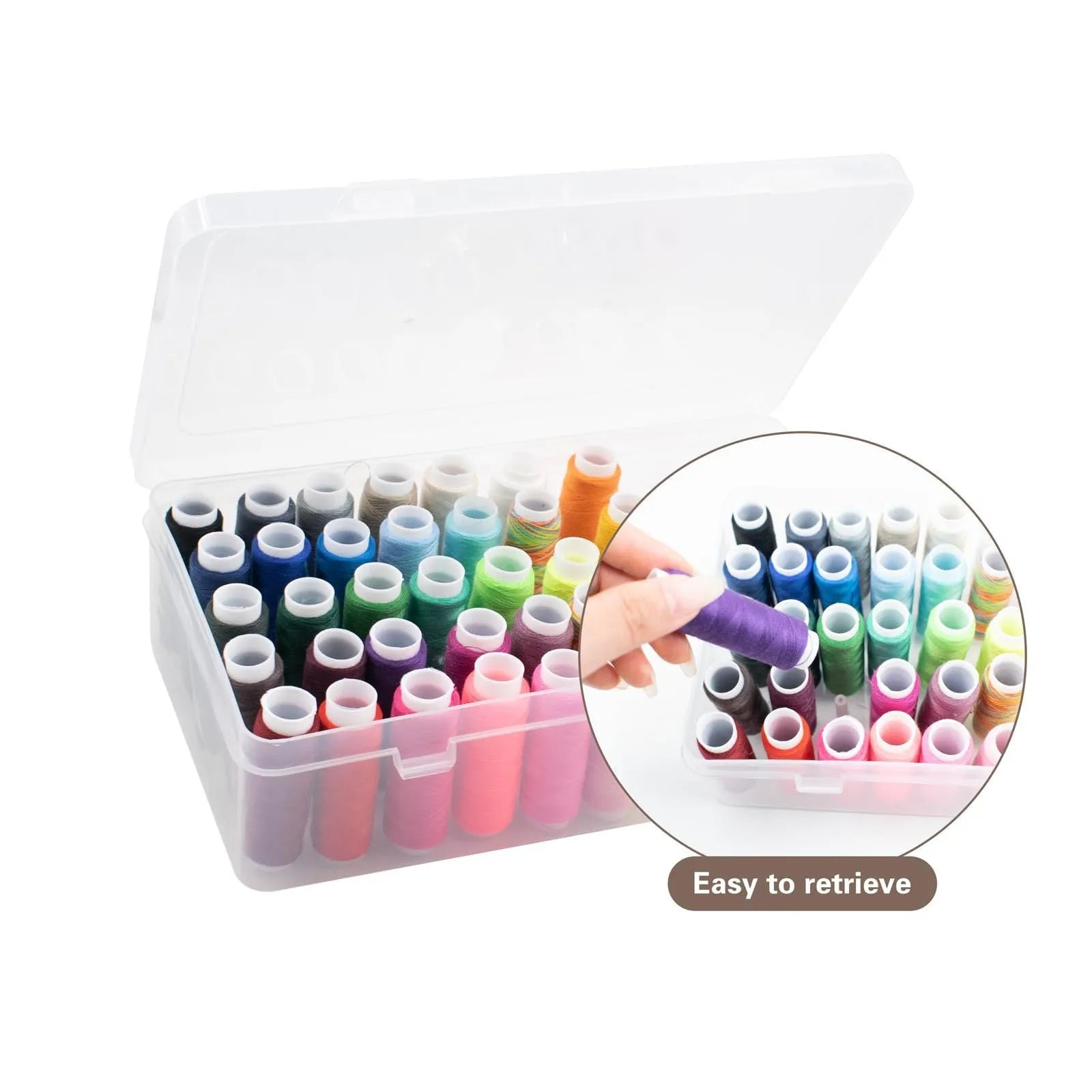42 compartment transparent plastic embroidery thread storage box with dividers