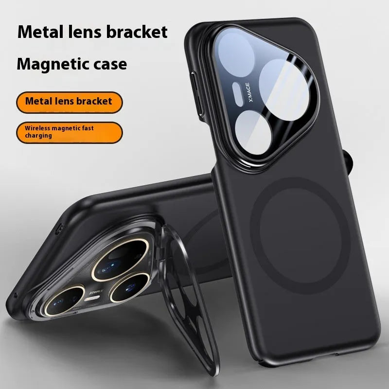 Huawei P80 phone case with magnetic lens bracket in frosted black silver red colours