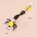 Hanging door cat toy with elastic rope, feather and bell spider accessory in red colour
