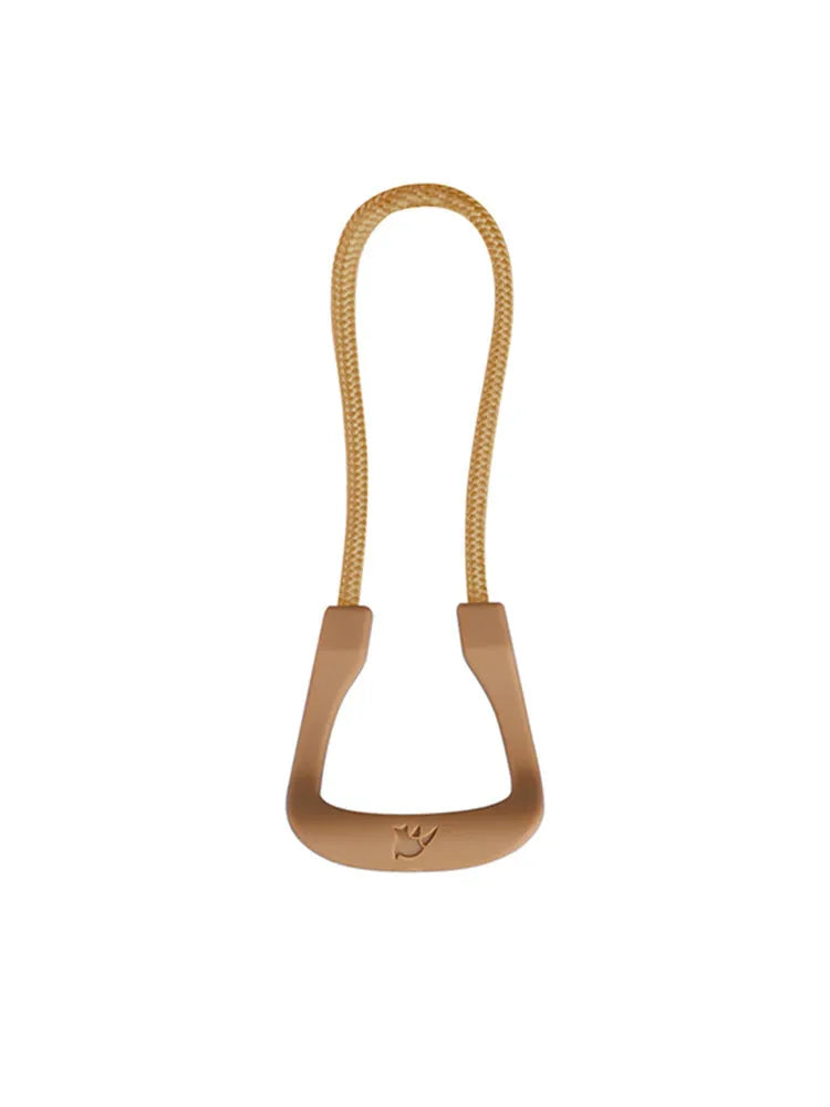 Polyester drawstring ring pull tail rope, 2.8 x 7.5 cm, for zip replacement on jackets and bags.