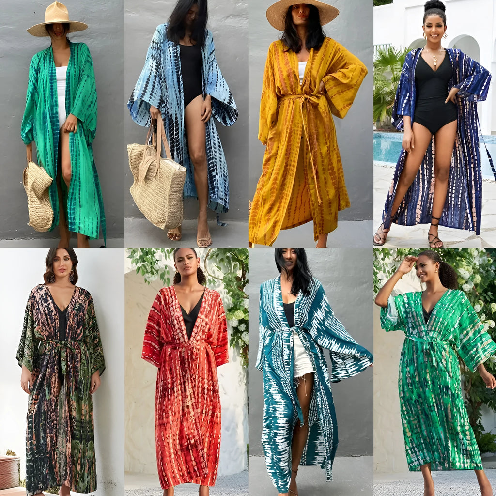 Women's loose cotton beach cover-up blouse in a solid colour from the DN0712 series.
