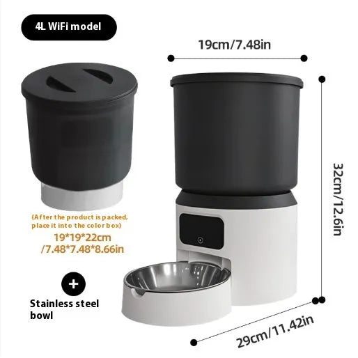 4-litre automatic pet feeder with digital control panel and stainless steel food bowl