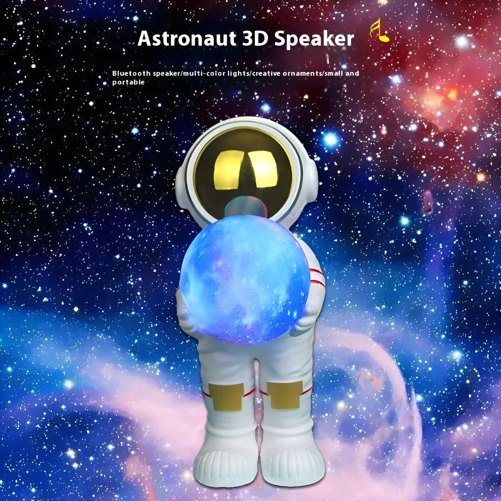 Spaceman starry sky projection lamp with astronaut holding moon design in fantasy painted finish