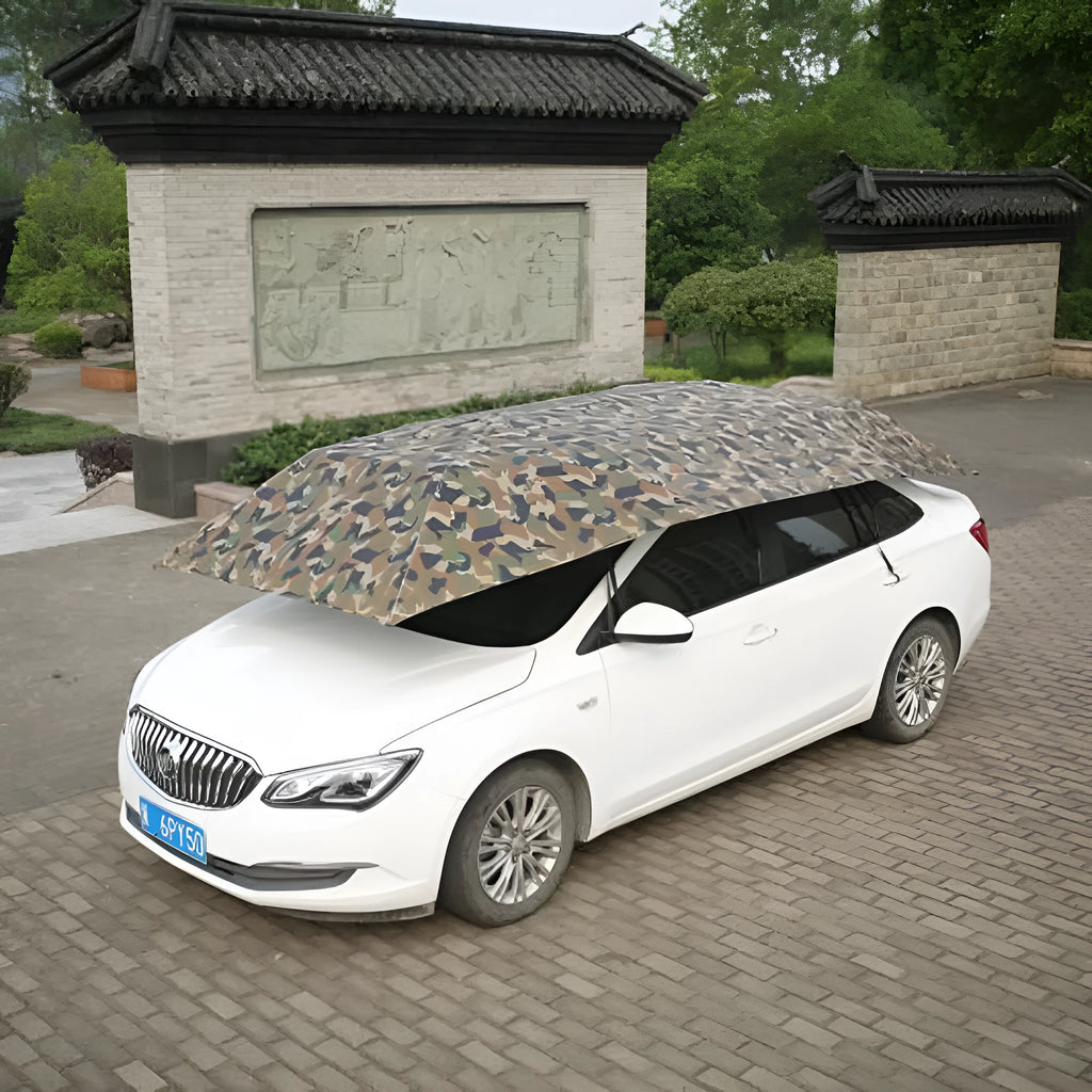 Car heat insulation hood visor sunshade in reflective silver umbrella cloth with windscreen coverage