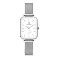 Women's waterproof quartz watch with alloy case and woven steel strap in rose gold or silver