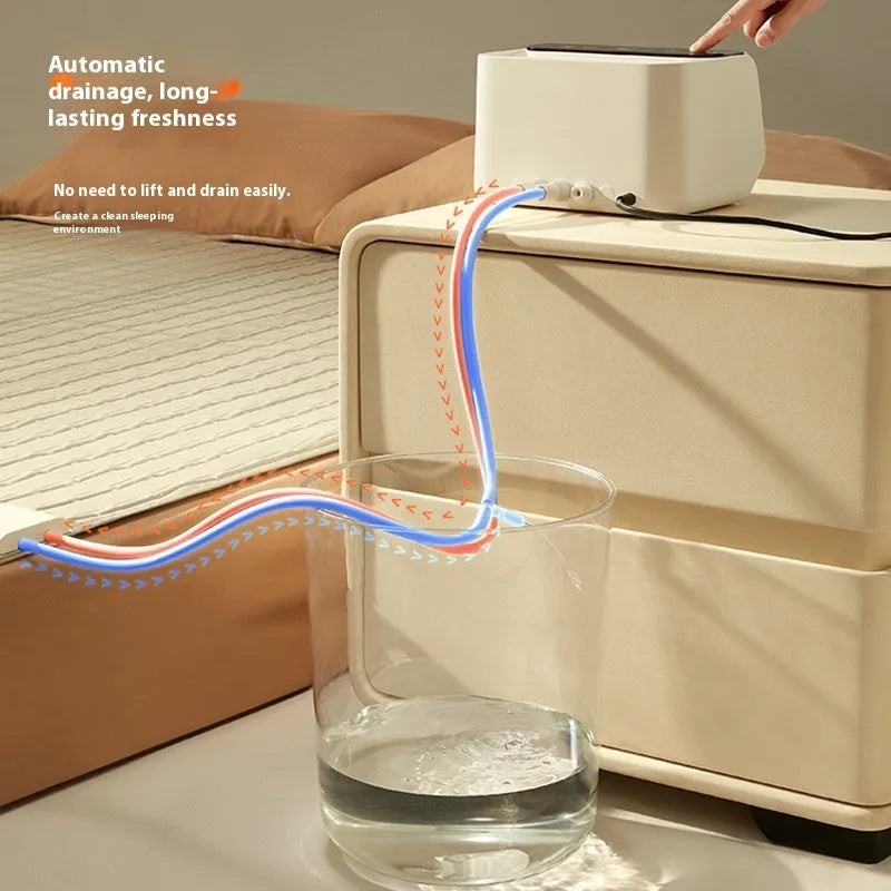 Aideng white electric water blanket with capsule design shown in two bed sizes