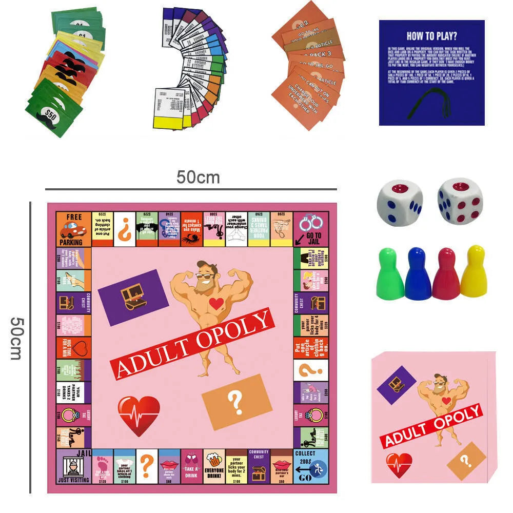 Paper couple board game set with puzzle cards for interactive play