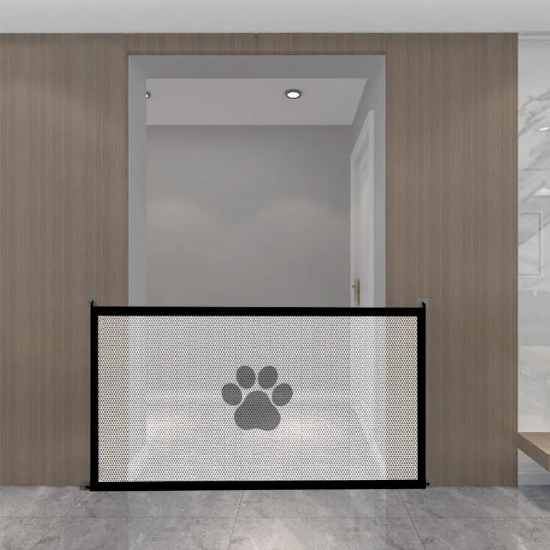 Portable folding dog barrier safety protection net fence with pet doorsill design