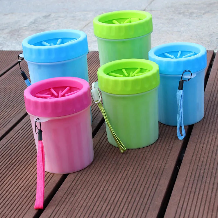 Silicone and pp pet footwash bucket for dogs in blue pink green colours with large small size options