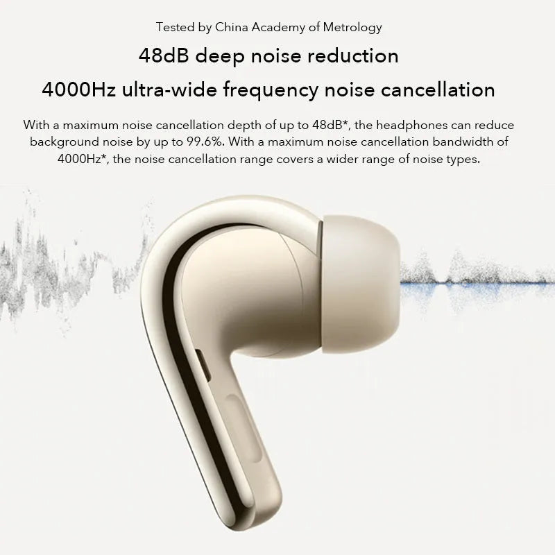 Black and gold Active Noise Reduction True Wireless Bluetooth in-ear earbuds with charging case.