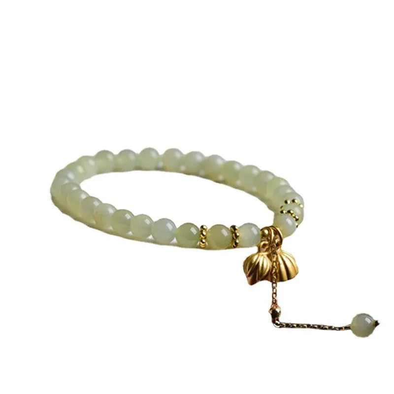 Natural Hetian jade Sunny Water bracelet with fu character and constellation modelling, 6mm diameter