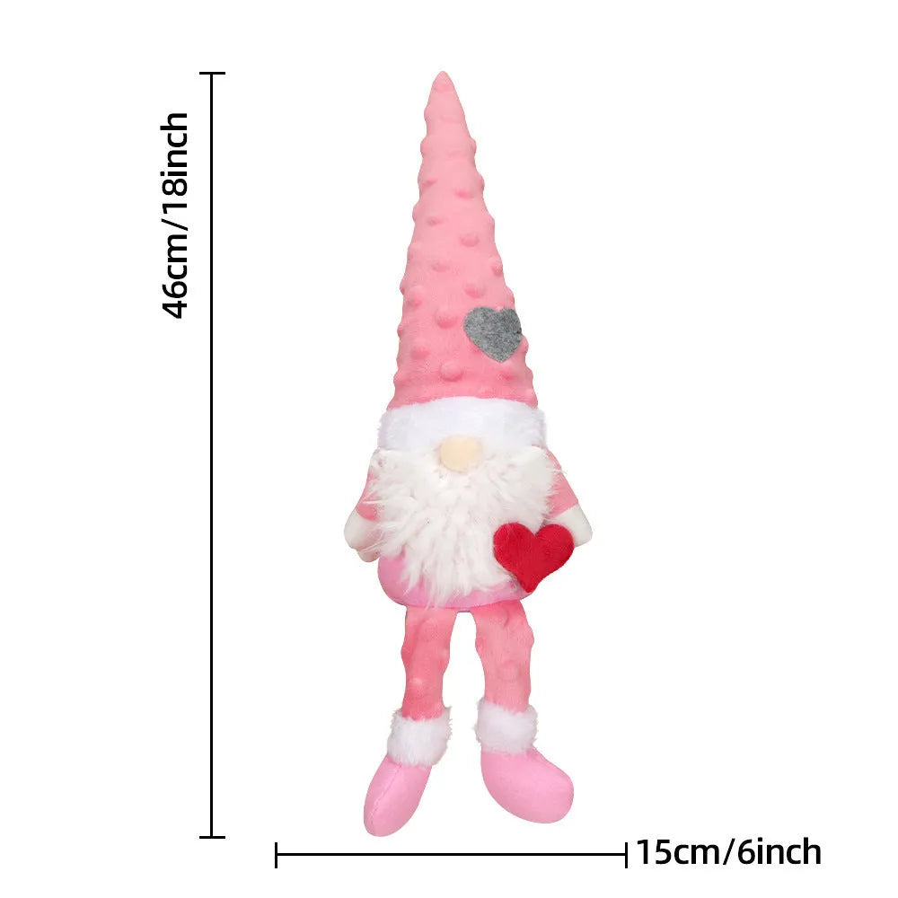 Rudolf faceless love doll in pink with long legs, made from soft polyester fabric