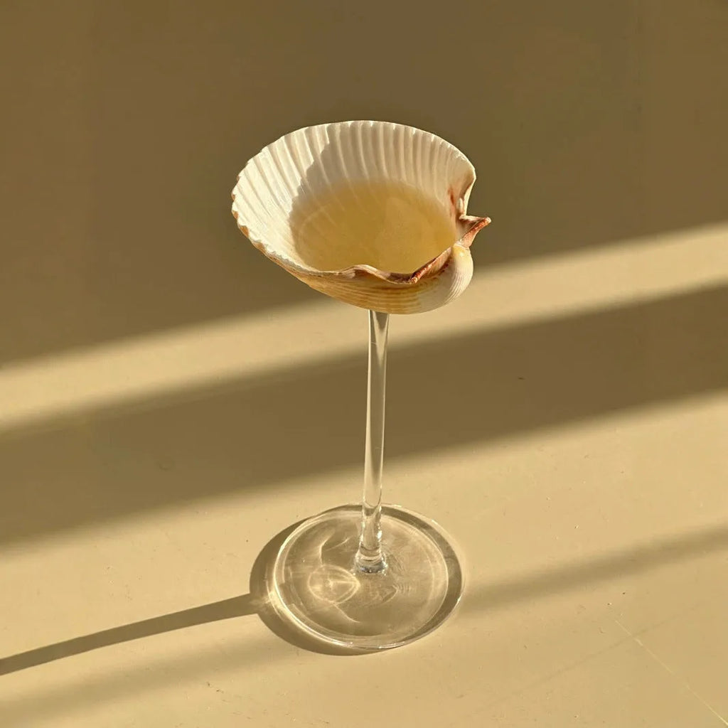 Handmade glass water cup with creative conch shell design in style A
