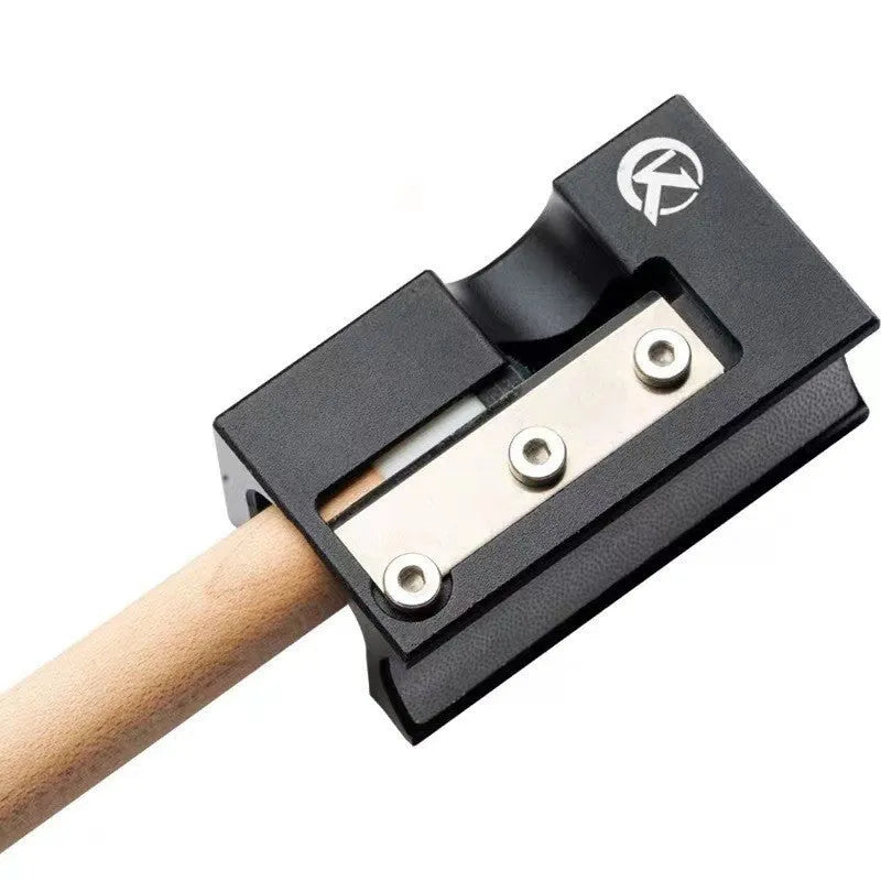 Black metal billiard cue tip repair device for leather snooker and pool cue maintenance