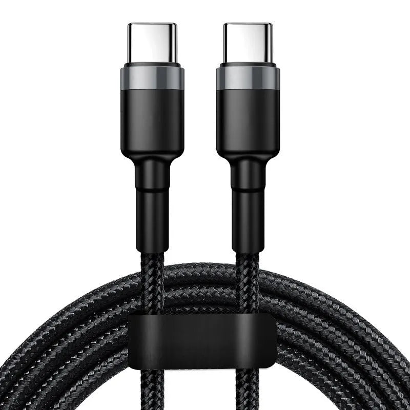 6A double USB Type-C cable, 120W fast charge, woven braided lead in 1m 1.5m 2m 2.5m, silver or gold