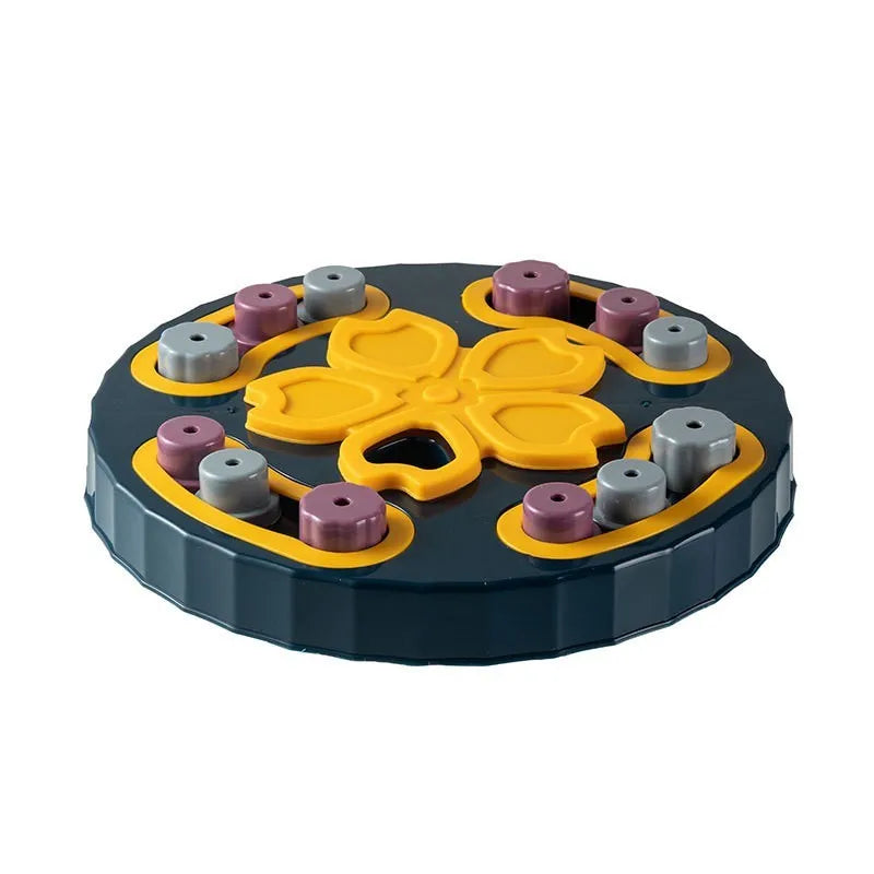 Blue rubberised silicone dog slow feeder puzzle mat with maze-like feeding channels