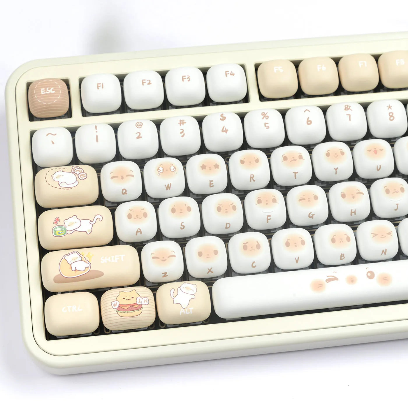 Steamed Bread Bags Cat themed full PBT keycap set for keyboards, shown in Full Set March Past Supplement colours.