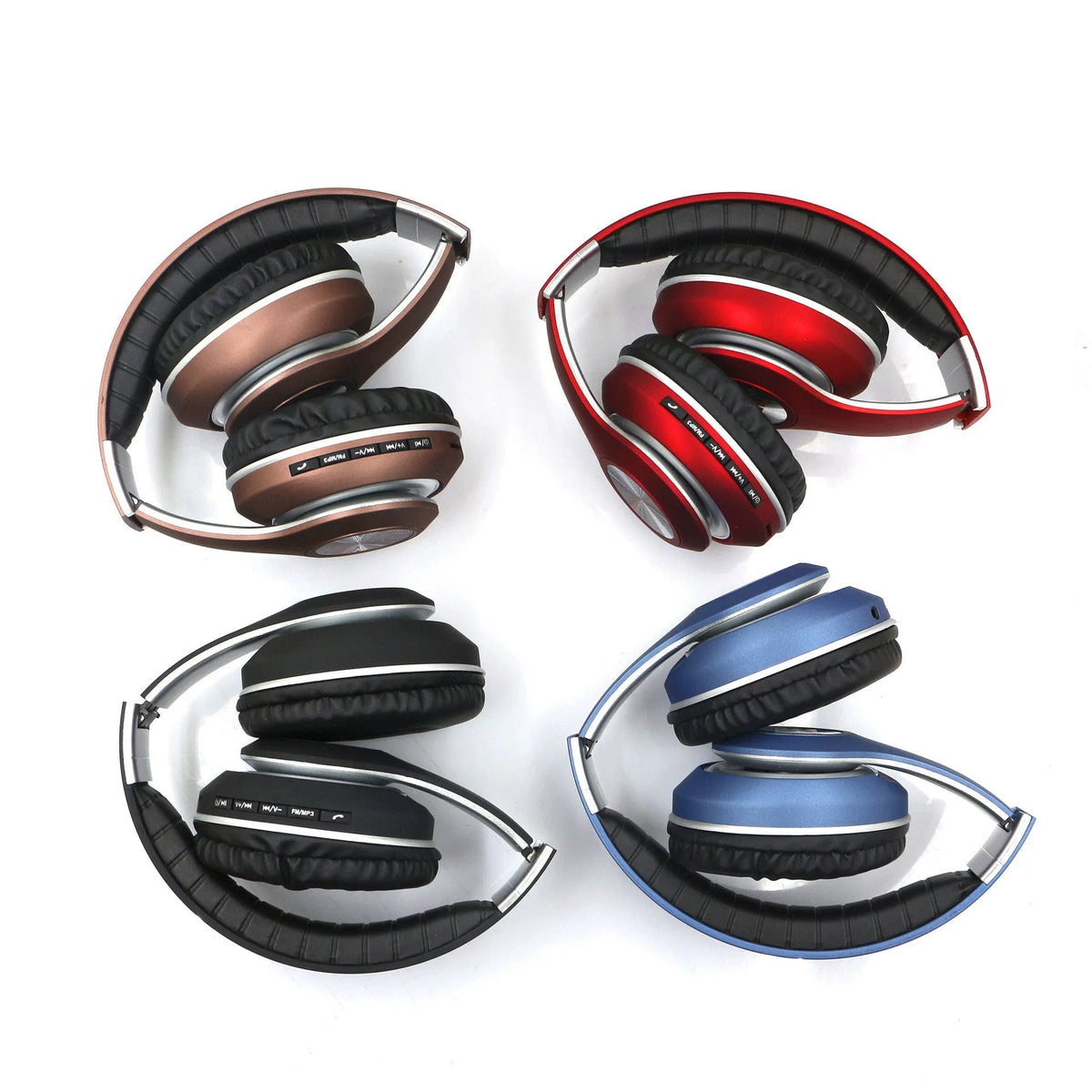 Private Mode 5.0 folding wireless stereo headphones in black with head-mounted design and button controls