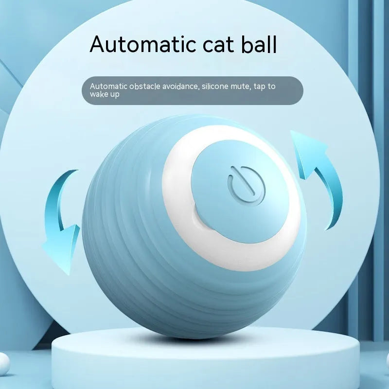 Automatic moving bouncing rolling ball smart cat toy in blue colour with silicone construction