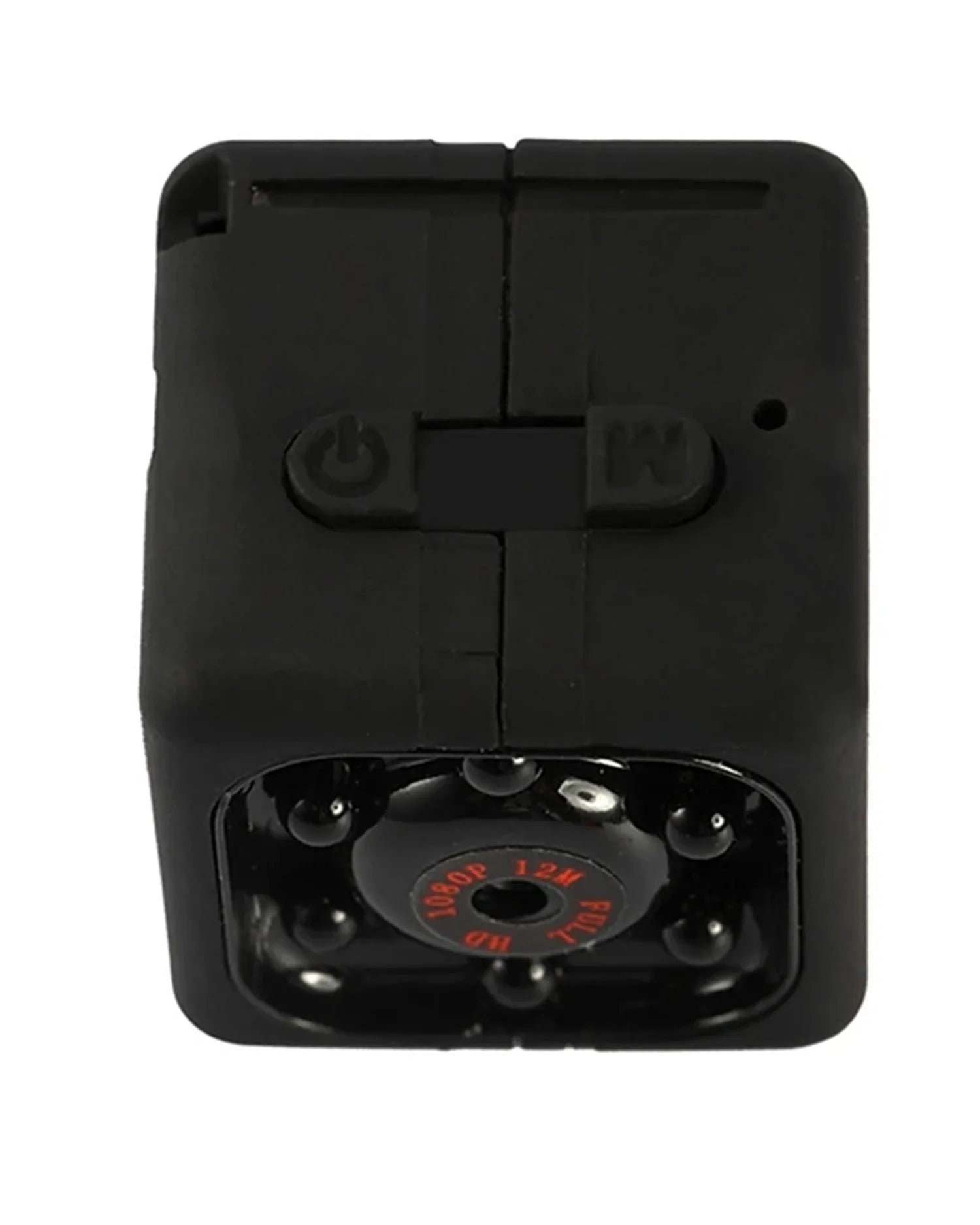 Black mini USB dashcam with infrared night vision and 1080P HD recording capability.