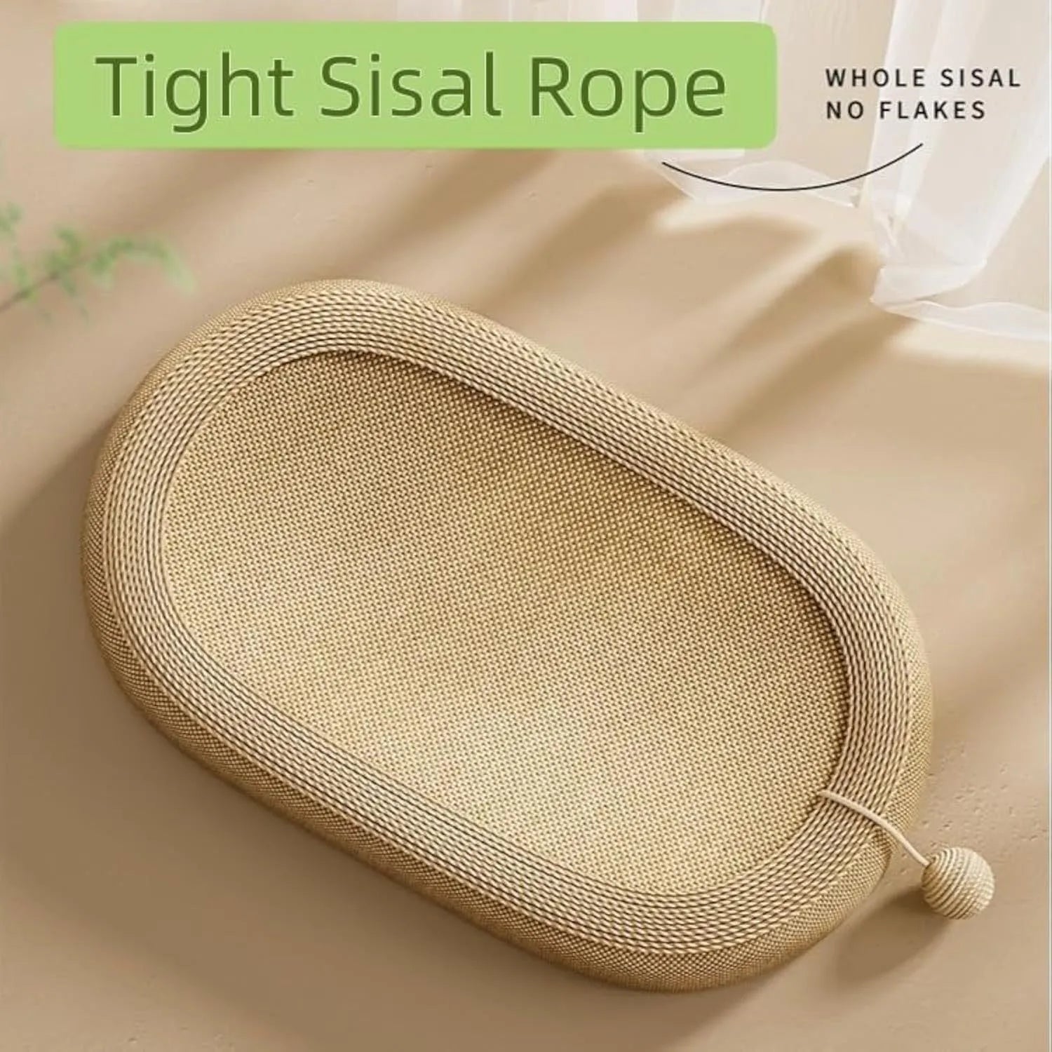 Large natural sisal cat scratching board with integrated lounge bed in dual-function design