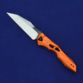 Black folding fruit knife with D2 steel blade and aviation aluminium handle open showing 19cm length