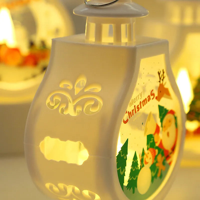 Christmas candle lamp romantic ornament, plastic and glass, 7.7x5x12.6cm, deer design