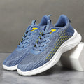 Women's lavender purple flyknit running shoes with mesh upper and striped pattern on a white background.