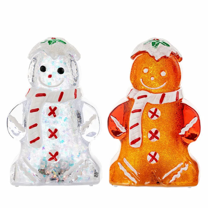 Glowing gingerbread man Christmas ornament with choice of scarf colours on Christmas tree branch