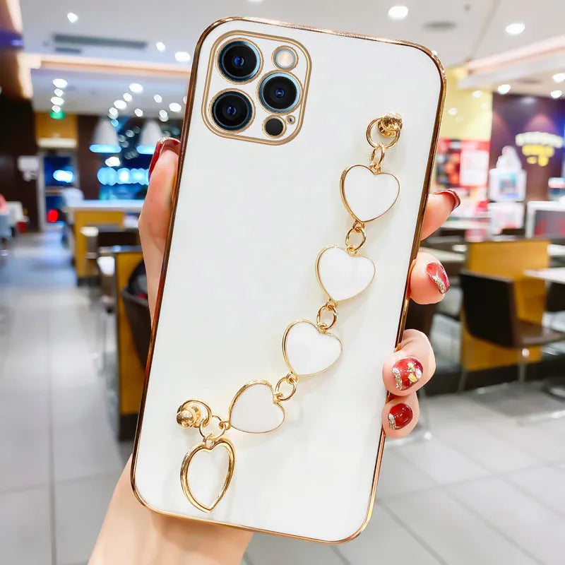 Silicone phone case with electroplated bracelet for Apple iPhone in butter green