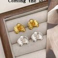 Copper retro flower earrings for women in gold or silver electroplated colour with petal design
