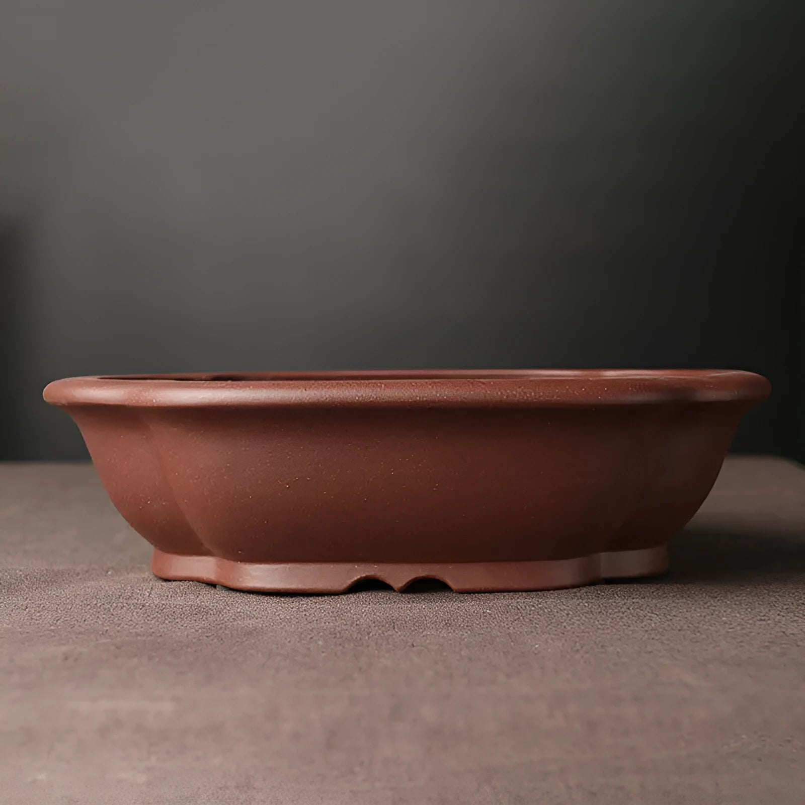 Handmade purple clay bonsai basin in classical Chinese plain style measuring 25x20x7cm
