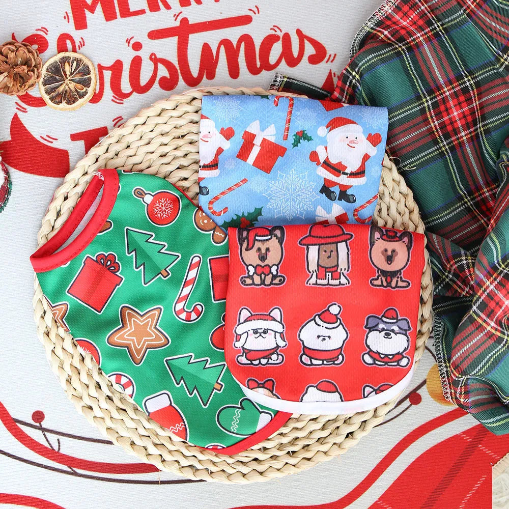 Christmas pet vest for small dog or cat in Red Santa Claus colour, polyester non-shedding short style
