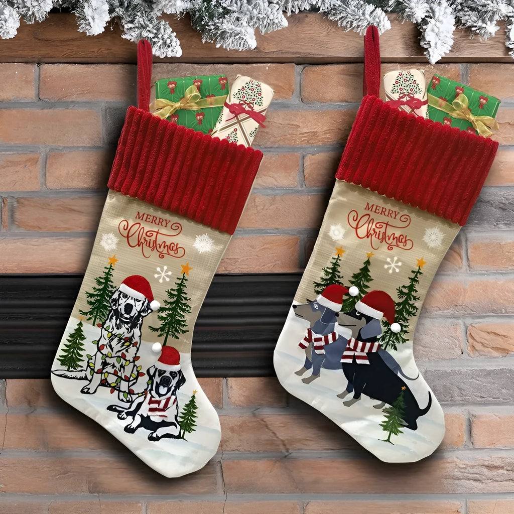 Pet themed cloth Christmas tree pendant ornament with cat and dog designs in pastoral style