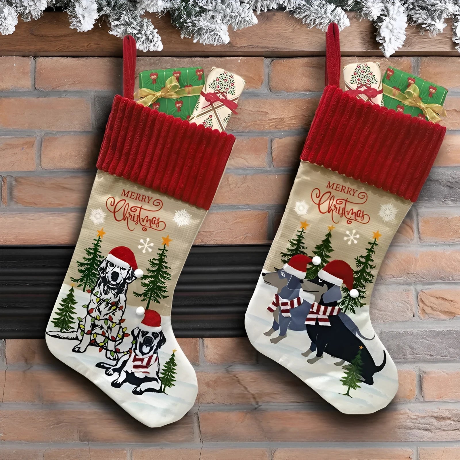Pet themed cloth Christmas tree pendant ornament with cat and dog designs in pastoral style