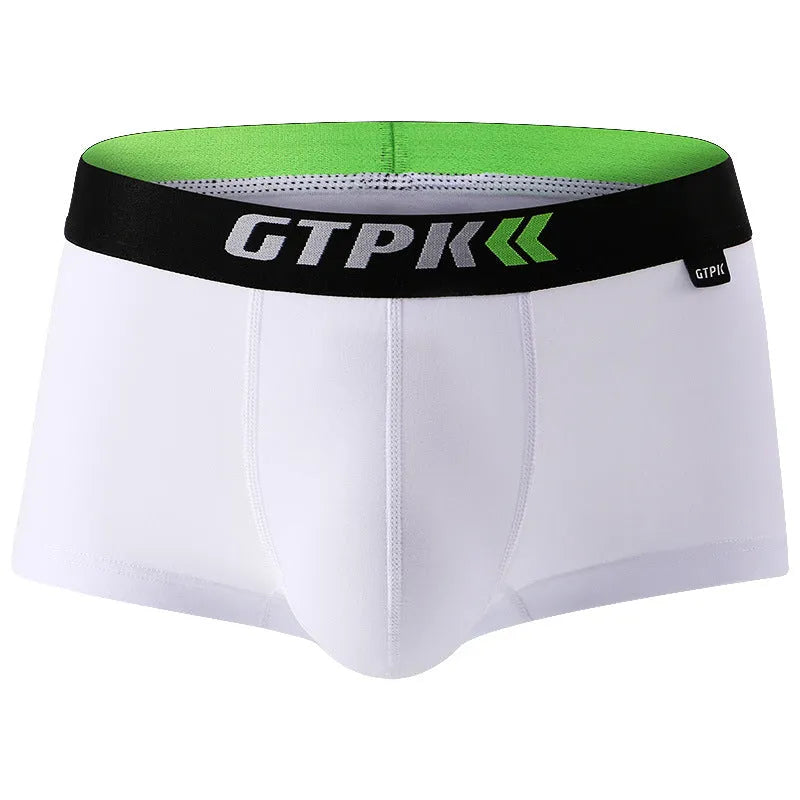 Men's cotton boxer briefs in solid colours, breathable knit fabric with mid-waist design