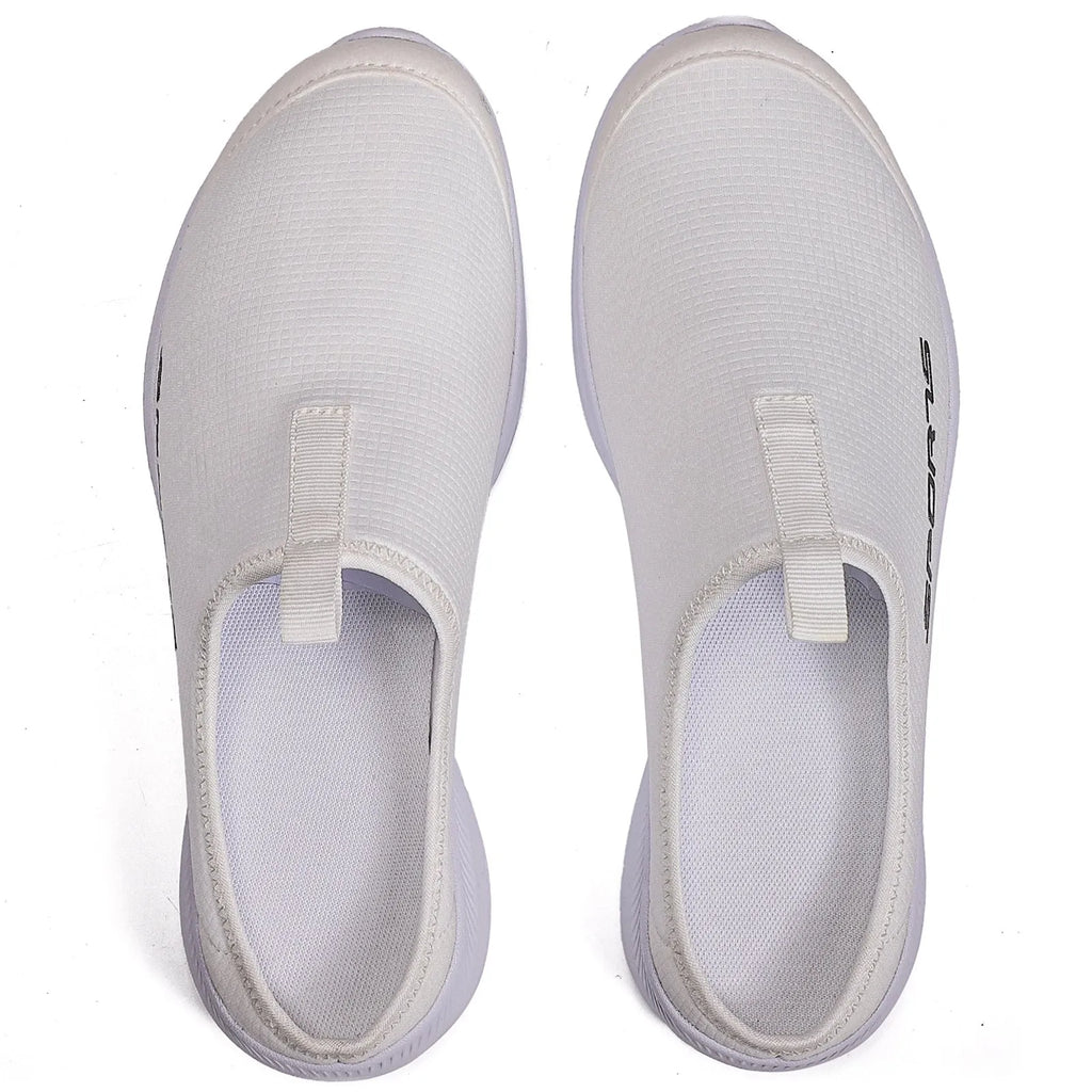 Men's breathable mesh half slippers in khaki with EVA sole, shown on a light background