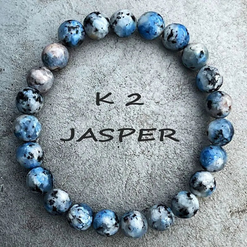 Handmade geometric K2 Azurite stone bead bracelet in new Chinese style