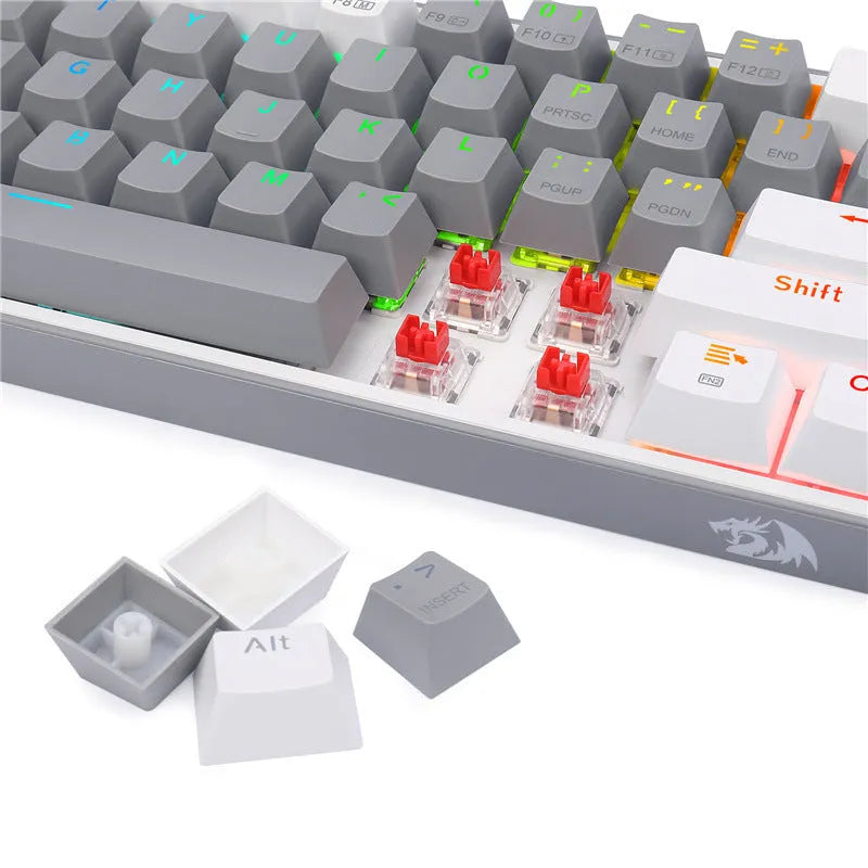 Wireless Bluetooth 61 key mechanical keyboard with RGB backlight in greywhite colour option