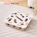 Green brown felt cat puzzle box with holes for pawing and mental stimulation