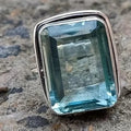 Silver alloy square crystal ring for women exaggerated big gem geometric design size available