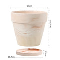 Gradient macchiato red and white pottery flowerpot with natural clay finish, breathable and self-absorbent for plants