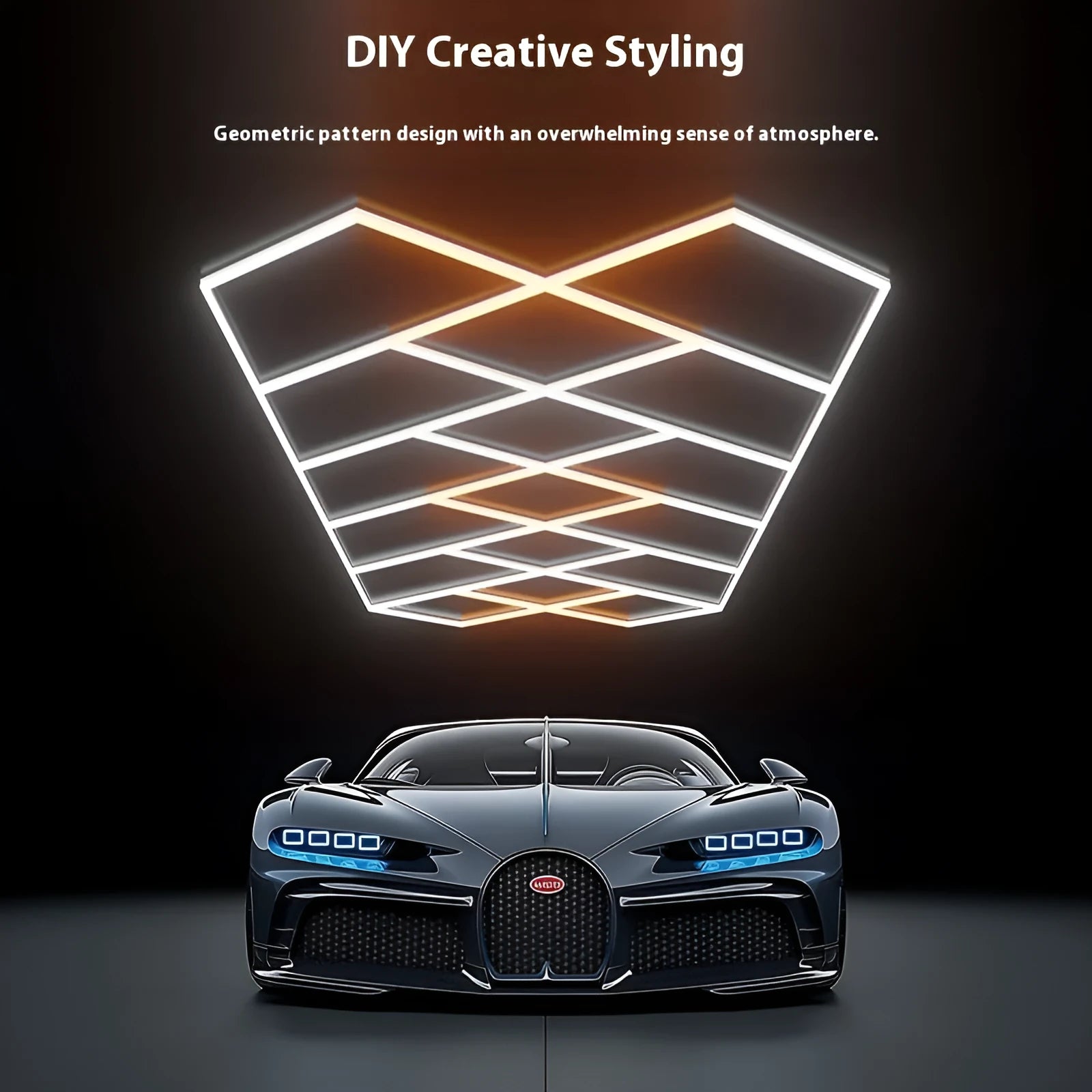 Honeycomb car beauty LED station light 480W with PC shell, 2.4x4.8m size, Diamond Aurora options
