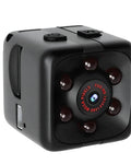 Black mini USB dashcam with infrared night vision and 1080P HD recording capability.