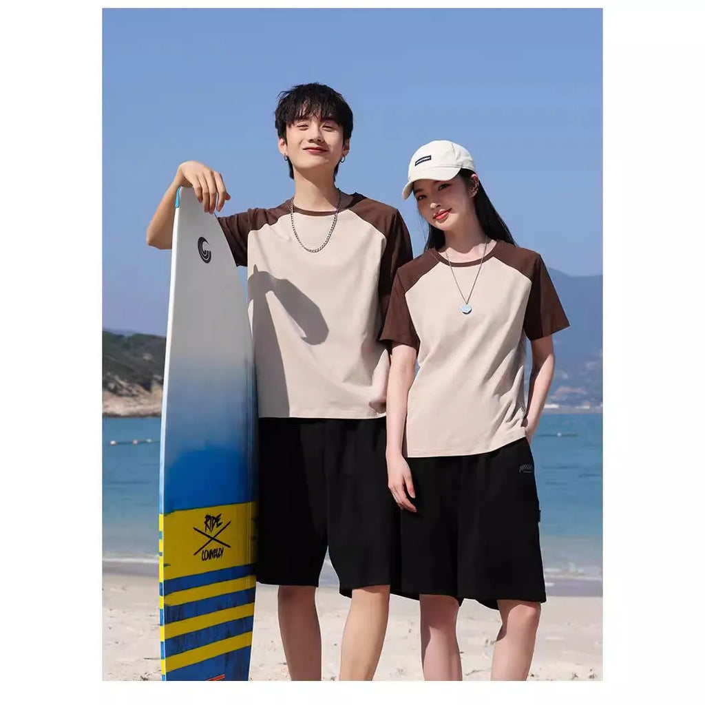 Cotton blend round neck t-shirt work clothes printing pullover in loose fit with multiple colour options
