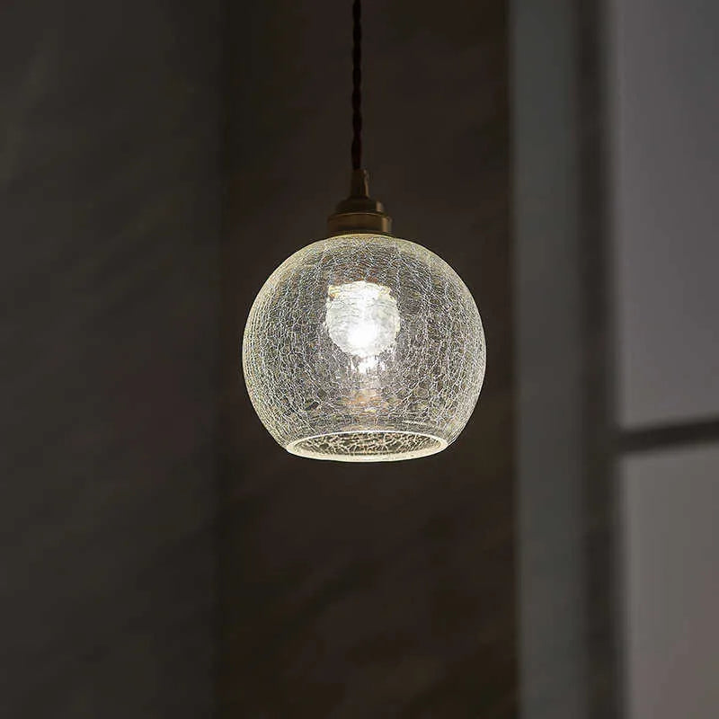 Brass and glass ball chandelier ceiling light with a retro design, measuring 17.5cm wide.