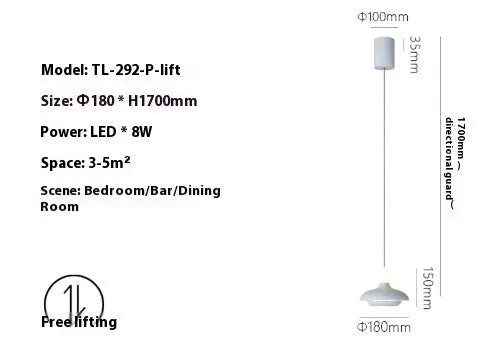 Adjustable Nordic pendant light in moon white or obsidian black with lifting mechanism