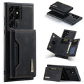 Magnetic card holder 2-in-1 wireless charging case for Samsung Galaxy phones in black PU