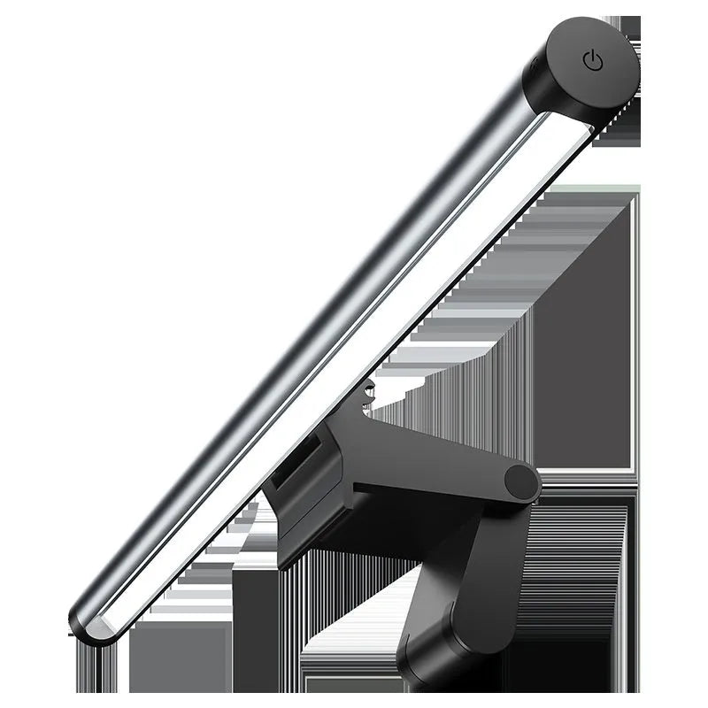 Asymmetric anti blue light screen hanging light clipped on a computer monitor with wireless control